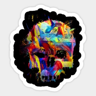 abstract skull with colored brush strokes Sticker